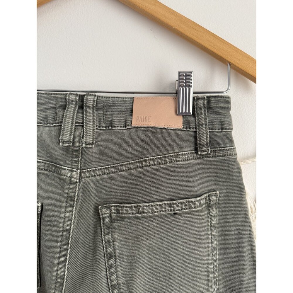 Paige Alexis Cargo Barrel Leg In Vintage Ivy Green Jeans Cotton Blend Denim 25 - Picture 8 of 12